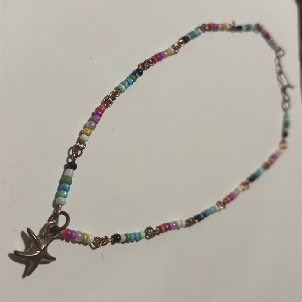 Colorful Beaded Necklace with Starfish Pendant